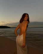 Amara – Sparkling sequin maxi dress with thin straps