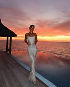Amara – Sparkling sequin maxi dress with thin straps