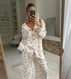 Amelie – Two-Piece Pajama Set with Heart Pattern & Wide Leg