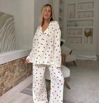 Amelie – Two-Piece Pajama Set with Heart Pattern & Wide Leg