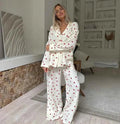 Amelie – Two-Piece Pajama Set with Heart Pattern & Wide Leg