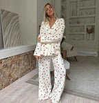 Amelie – Two-Piece Pajama Set with Heart Pattern & Wide Leg
