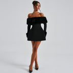 Aurora – Off-Shoulder Mini-Kjole med Kunstpels
