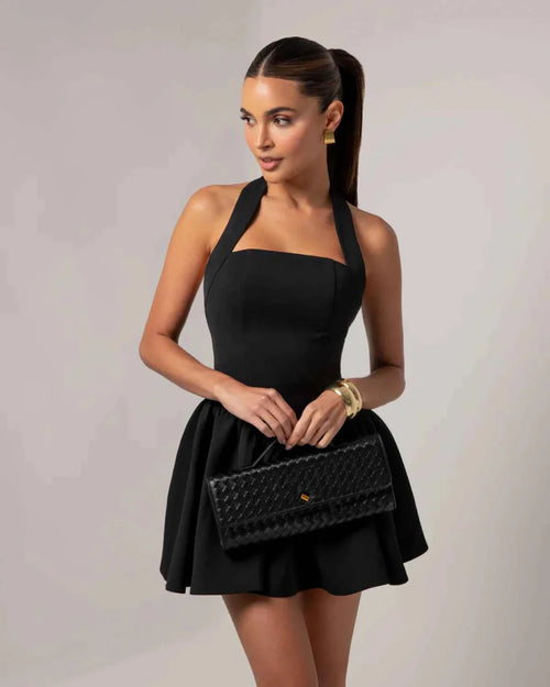 Bodycon Mini Dress with Halter Collar