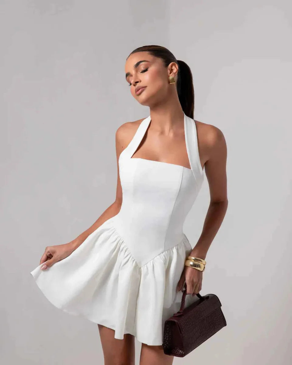 Bodycon Mini Dress with Halter Collar