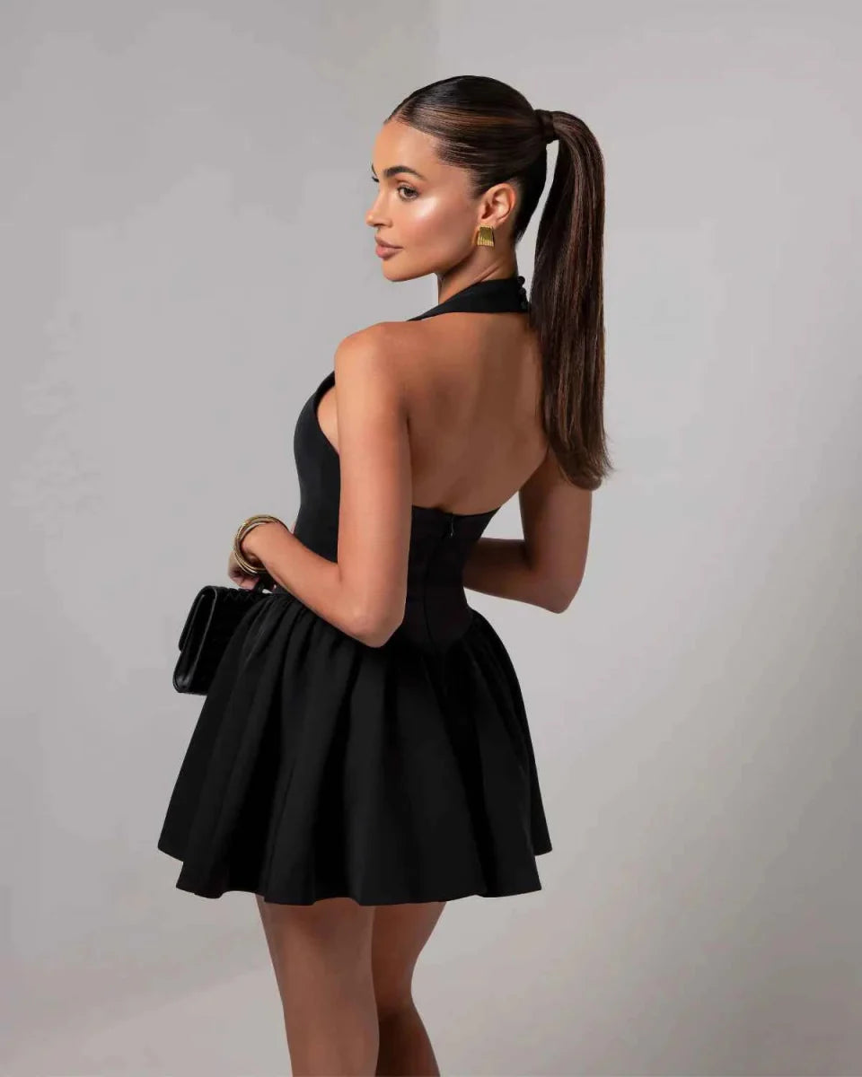 Bodycon Mini Dress with Halter Collar