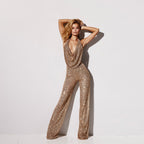 Cassia – Sequin Jumpsuit with Halter Neck and Open Back