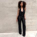 Cassia – Sequin Jumpsuit with Halter Neck and Open Back