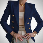 Double-breasted women's blazer with gold buttons