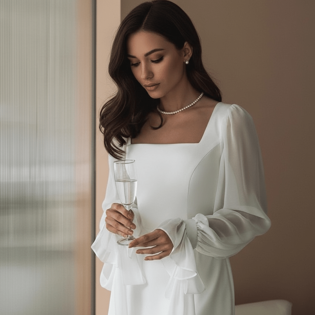 Elegant Women's Maxi Dress with Square Neckline