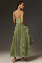 Elegant Pleated Maxi Dress Strapless