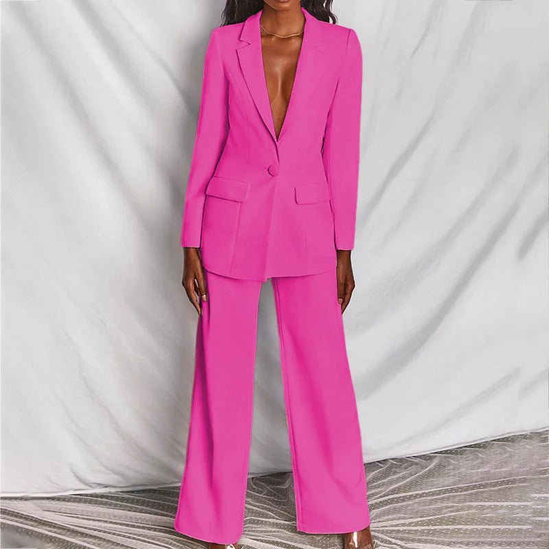 Evelyn – Taljeret Blazer & Vidde Bukser Sæt