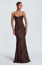 Figure-Hugging Maxi Dress with Lace