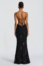 Figure-Hugging Maxi Dress with Lace