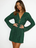 Figure-Hugging Mini Dress with V-Neck