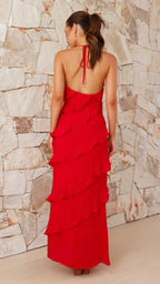 Flydende Volant Maxikjole