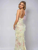 Ruched Mesh Maxi Dress