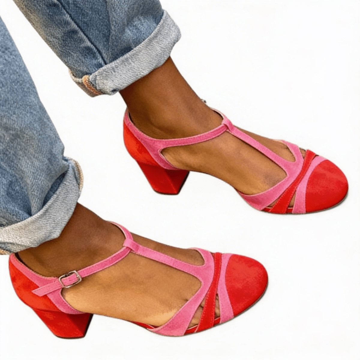 High Heels with Block Heel and Ankle Strap