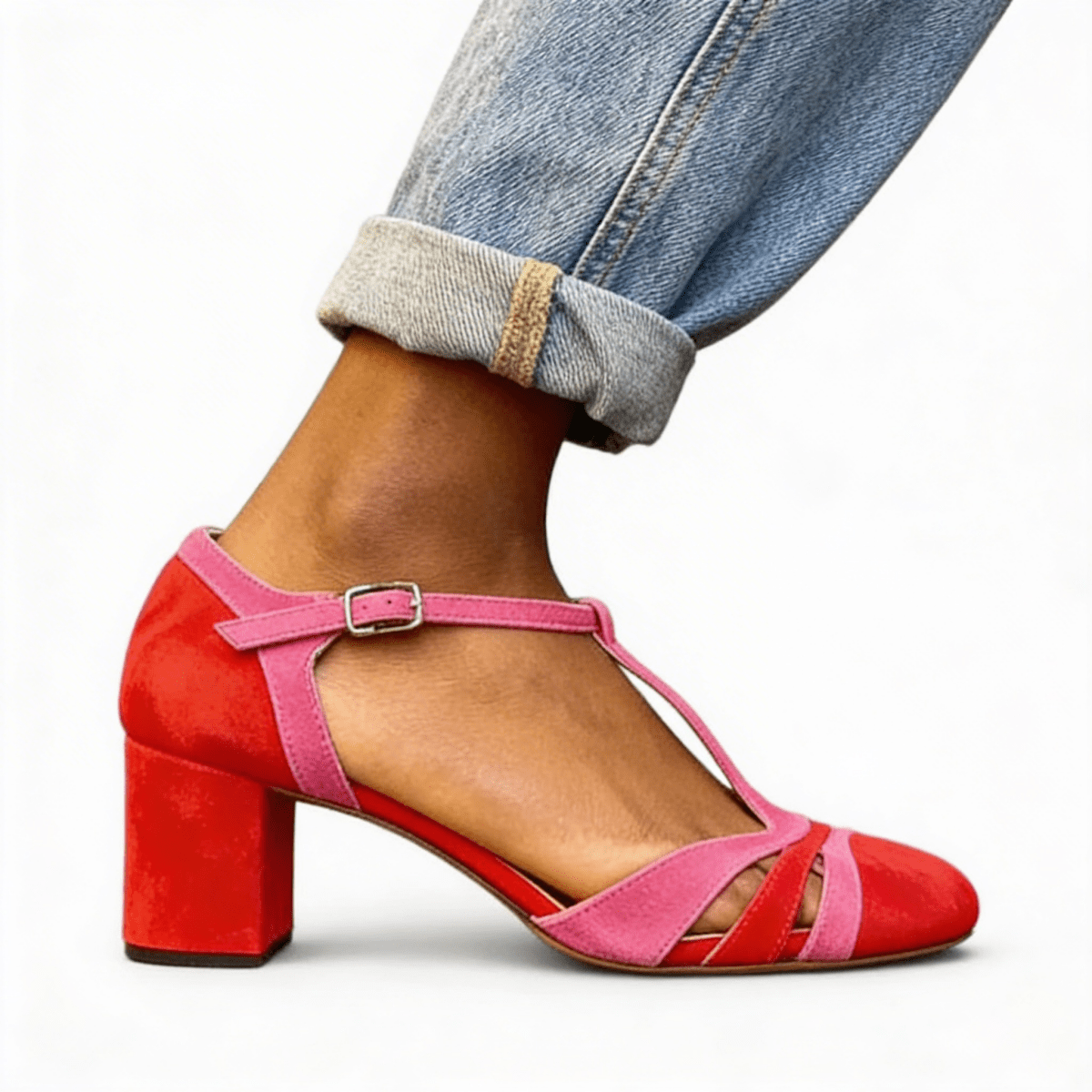 High Heels with Block Heel and Ankle Strap