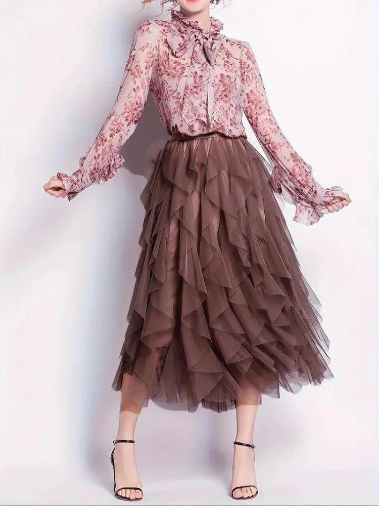 Isabella – Layered Tulle Midi Skirt with Elastic Waistband
