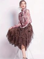 Isabella – Layered Tulle Midi Skirt with Elastic Waistband