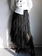 Isabella – Layered Tulle Midi Skirt with Elastic Waistband