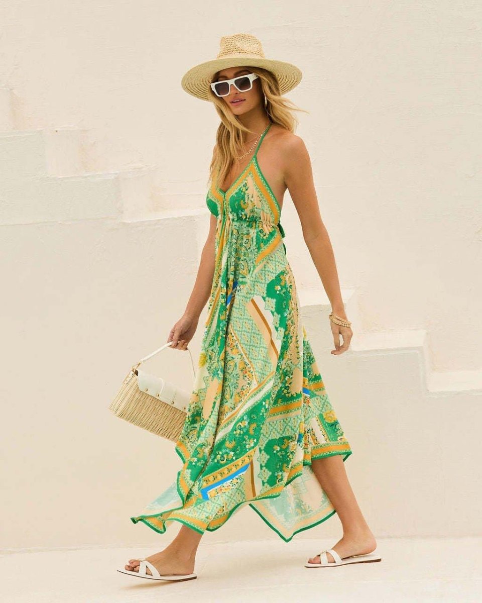 Layla – Summer Dress with Boho Print and Pointed Hem