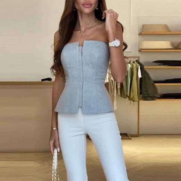 Lea – Off-Shoulder Corset Top with Waist Shaping and Zipper