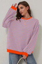 Løstsiddende Stribet Sweater