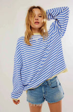 Løstsiddende Stribet Sweater