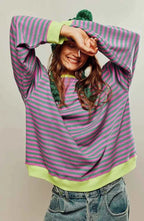 Løstsiddende Stribet Sweater