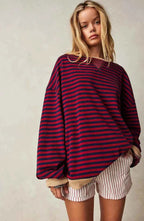 Løstsiddende Stribet Sweater