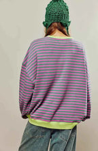 Løstsiddende Stribet Sweater
