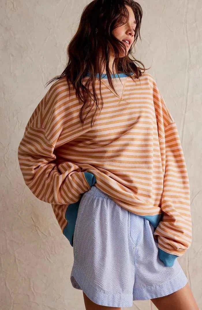 Løstsiddende Stribet Sweater
