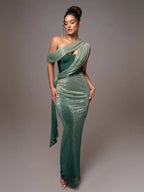 Festive One-Shoulder Maxi Dress