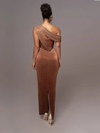 Festive One-Shoulder Maxi Dress