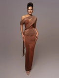 Festive One-Shoulder Maxi Dress