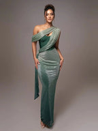 Festive One-Shoulder Maxi Dress