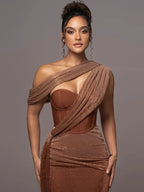Festive One-Shoulder Maxi Dress