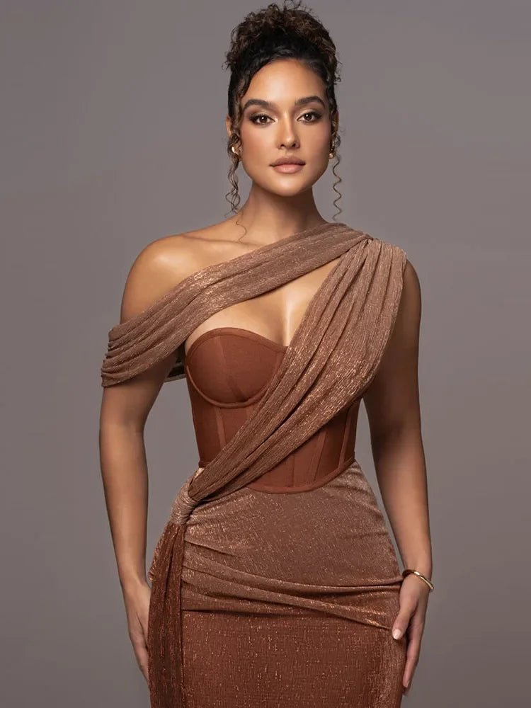 Festive One-Shoulder Maxi Dress
