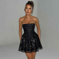 Mira – Sparkling off-shoulder tulle mini dress with bow detail