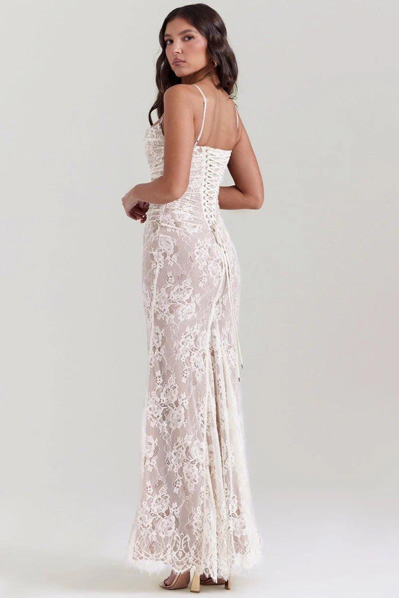 Noa – Lace Maxi Dress with Long Sleeves and Sheer Details