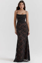 Noa – Lace Maxi Dress with Long Sleeves and Sheer Details
