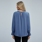 Afslappet Fit Dameoverdel — Blå / S — Back view