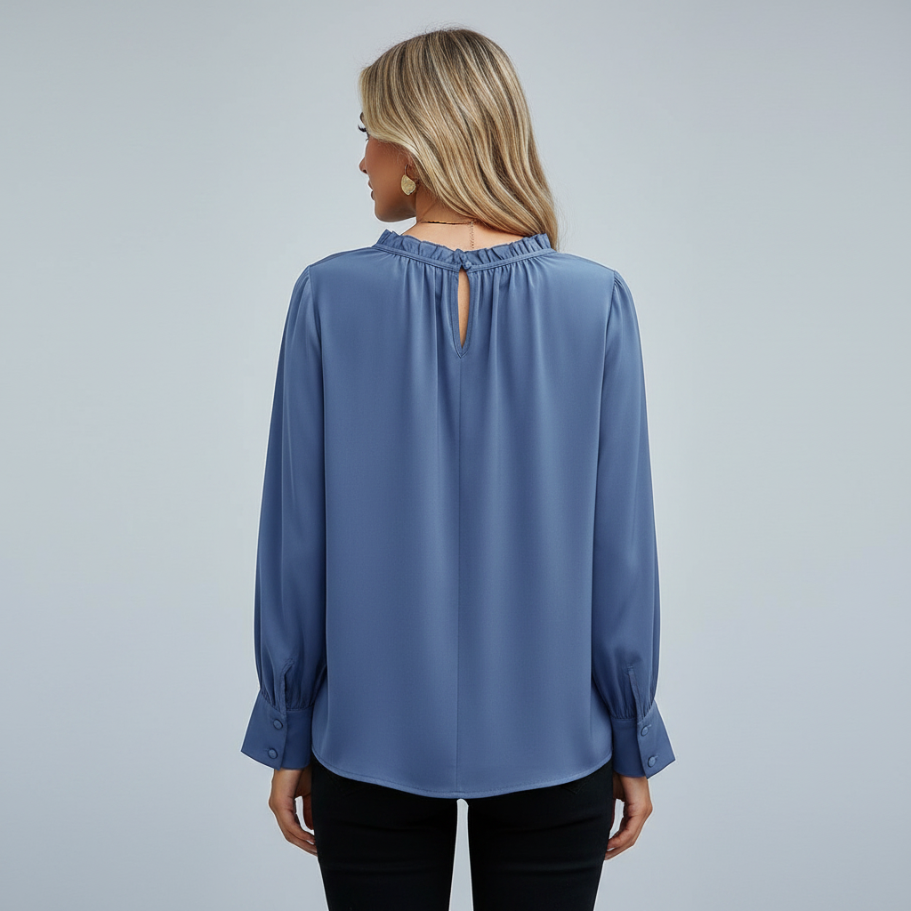 Afslappet Fit Dameoverdel — Blå / S — Back view