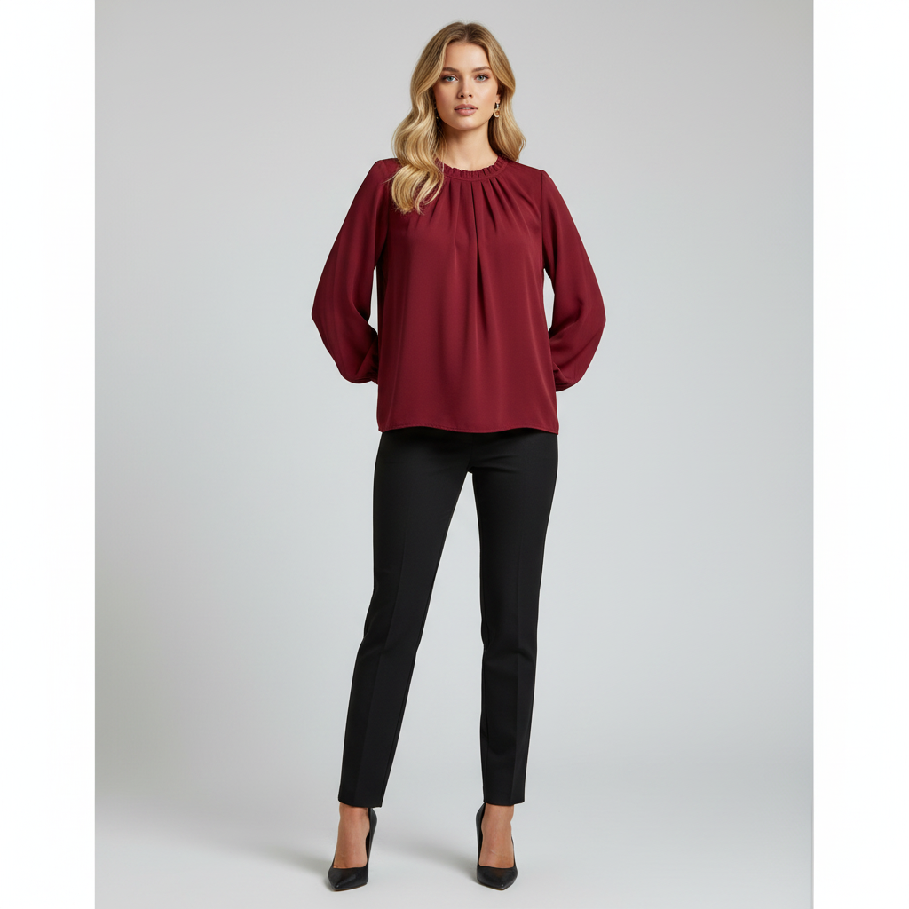 Afslappet Fit Dameoverdel — Rød / S — Front view