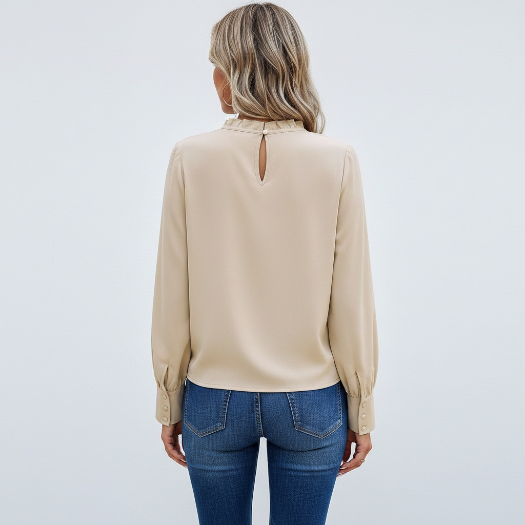 Afslappet Fit Dameoverdel — Beige / S — Back view