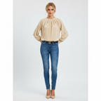Afslappet Fit Dameoverdel — Beige / S — Front view