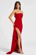Serena – Elegant bandeau evening dress with a high slit and draped detail for special occasions