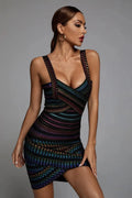 Siena – Mini Dress with Shiny Pattern and Neckline Details